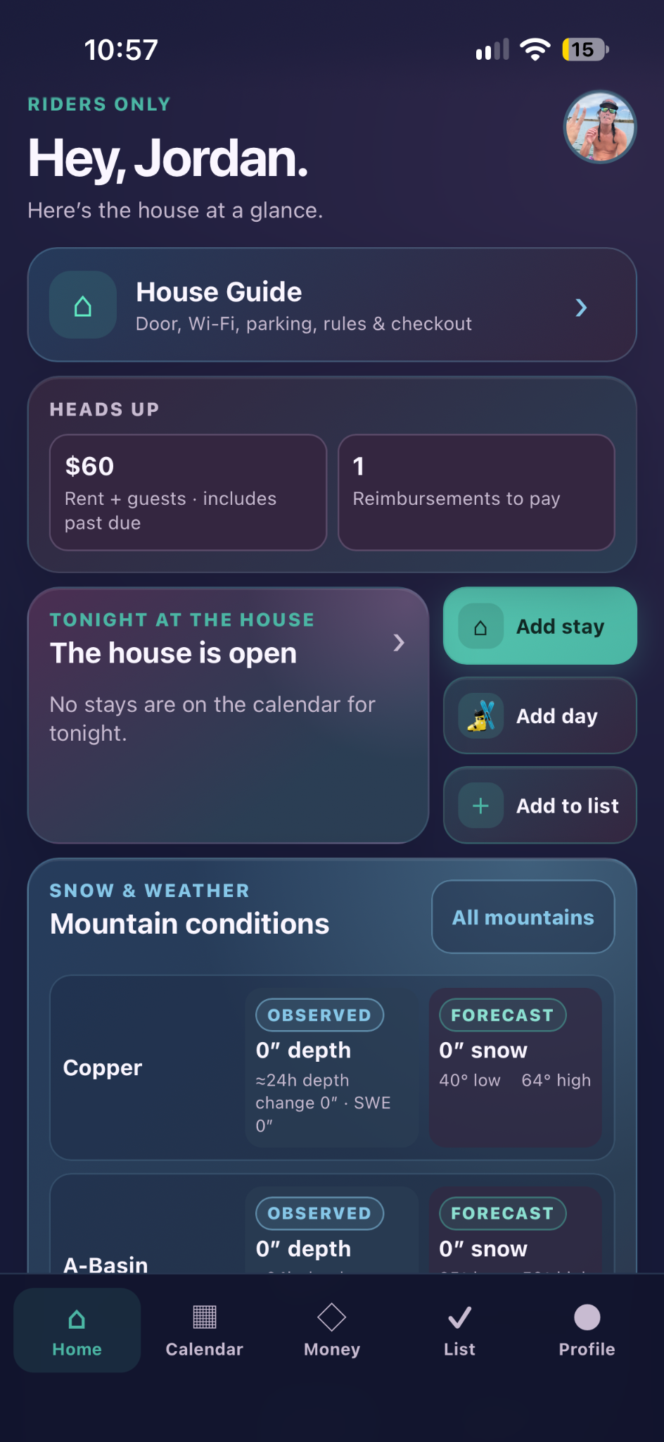 OPERSKI home screen