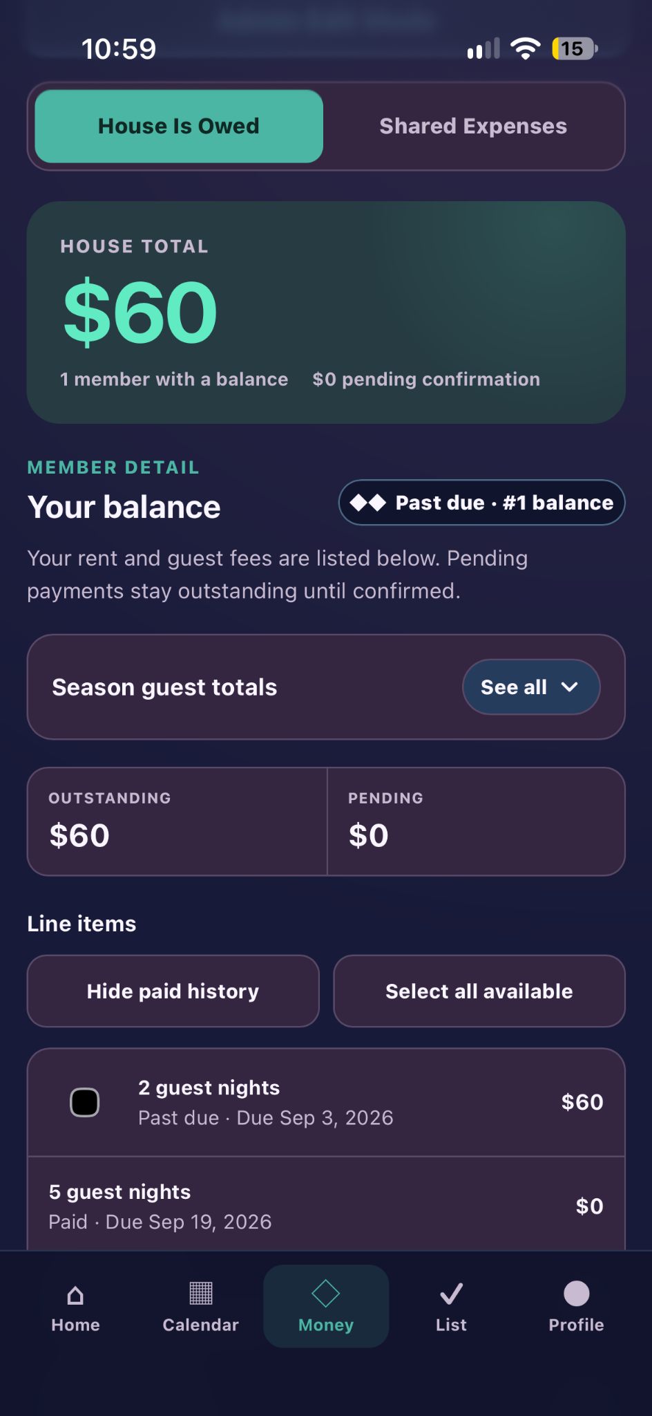 OPERSKI money screen